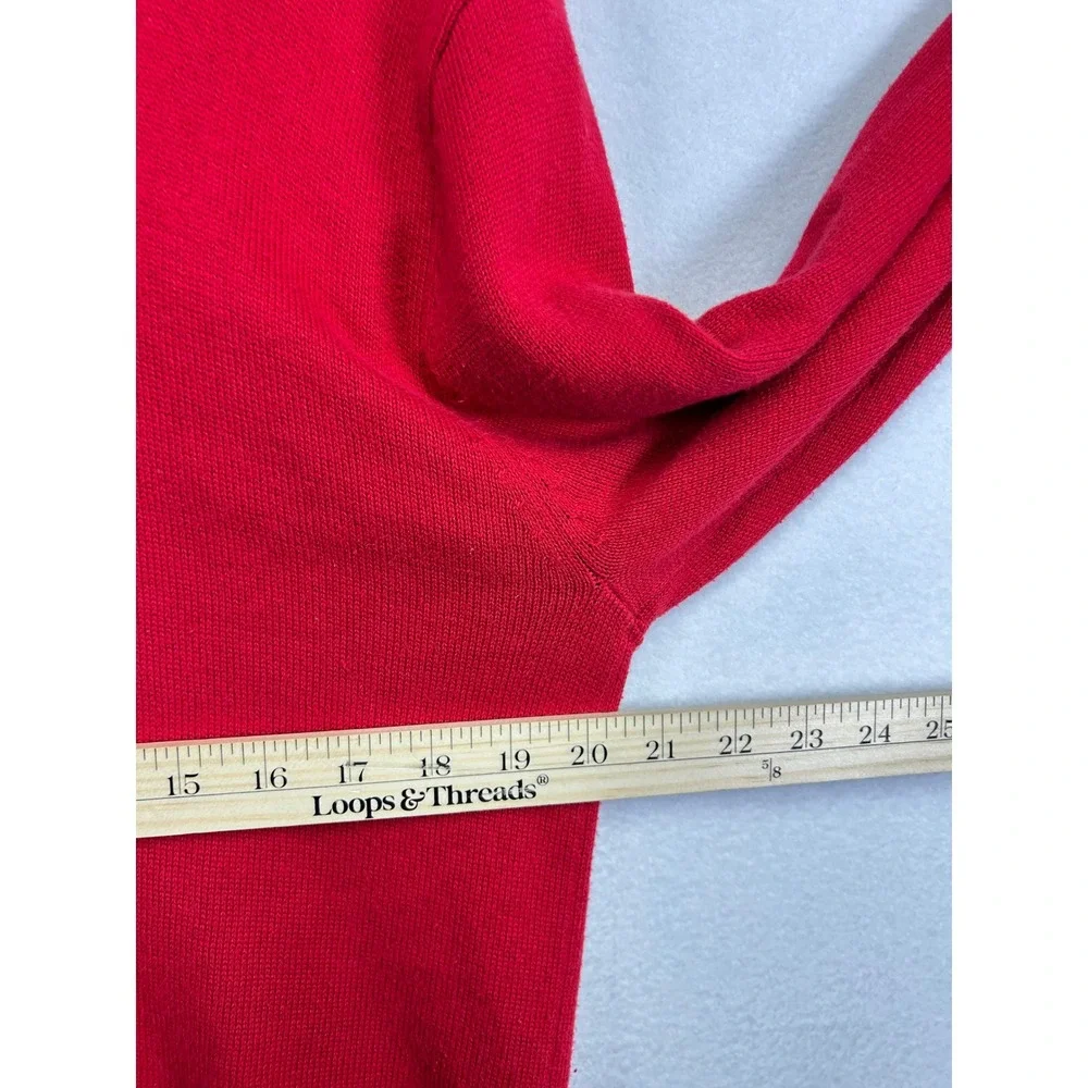 Chaps Red V Neck Cotton Sweater Men's Size M Embroidered‎ Logo Casual Peppy